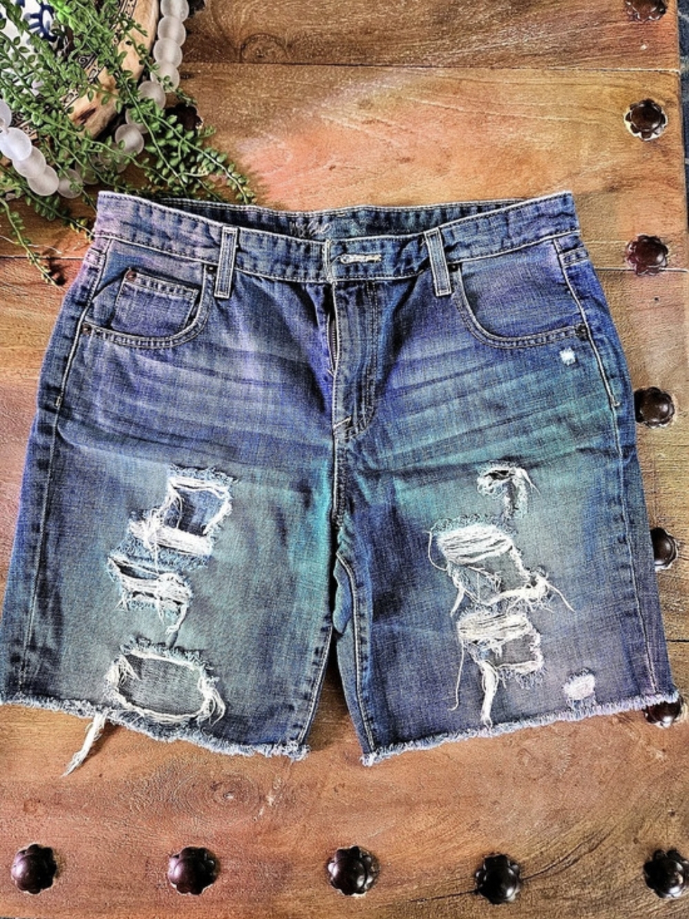 Mossimo Distressed Denim Jean Shorts Waist 10/30